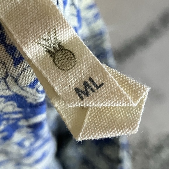 Beach Gold Skirt Womens Sz M/L Blue White Floral Print Mini Drawstring Waist‎ - Picture 6 of 9